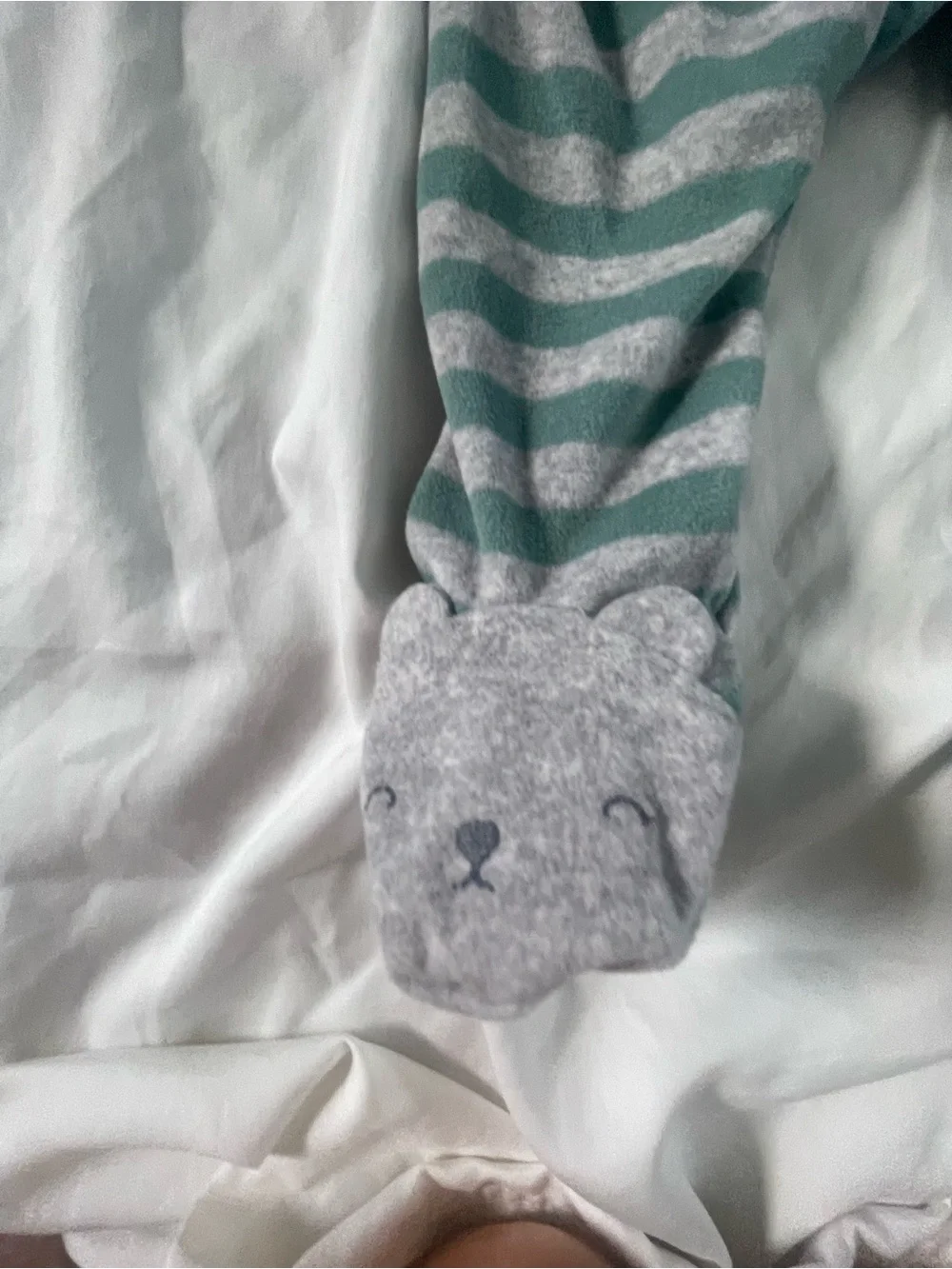 Carter's Green and Gray Striped Footed One-Piece